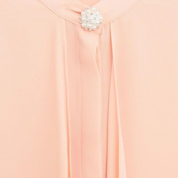 Mango Flowy Shirt With Jewel Pearl Button New - Picture 3 of 7